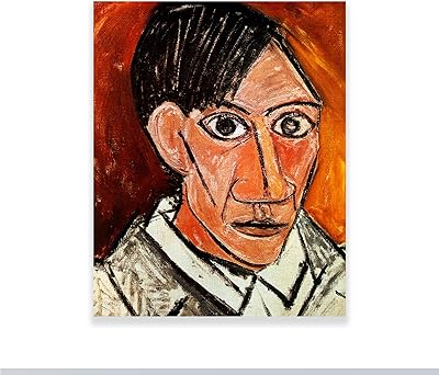 123 Poster Life Self -portrait of Pablo Picasso - Abstract wall art on canvas - Modern expressionist work for the house, the bedroom, the home office decoration (self -portrait, 12 x 15 inches/ 30 x 38 cm).. DIAYTAR NIGERIA: Where shopping meets satisfaction with affordable prices and delivery within 8 days.