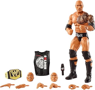 WWE Ultimate Edition The Rock Figure with Interchangeable Heads and Hands and WWE Championship from 8 years old.. DIAYTAR NIGERIA: Where every Nigerian finds what they need at prices they can afford, delivered promptly.