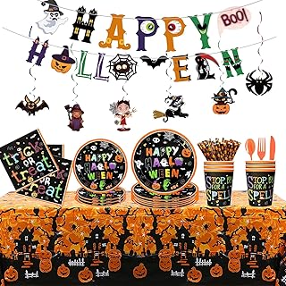 Hallowzz® Hallowzz® Halloween Party Crottens with cardboard plates, cups, towels and straw 81.. DIAYTAR NIGERIA: Where shopping dreams come true with budget-friendly prices and nationwide shipping.