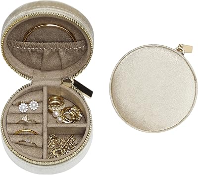 Bluetie velvet jewelry bag, small round storage bag of jewelry, jewelry, accessories and gifts (beige round).. Tired of overpriced goods and slow delivery? DIAYTAR Nigeria brings affordability and speed together with a wide selection of products.