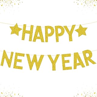 Happy New Year Banner DIY Golden Sequins | New Year's Eve.. DIAYTAR NIGERIA brings retail convenience to your screen with affordable prices and dependable shipping.