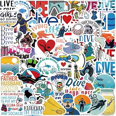 50pcs diving stickers, diving stickers for water bottle, laptop sticker, skateboard stickers, vinyl stickers (diving).. DIAYTAR NIGERIA delivers happiness in 5-8 days with our affordable and diverse product range.