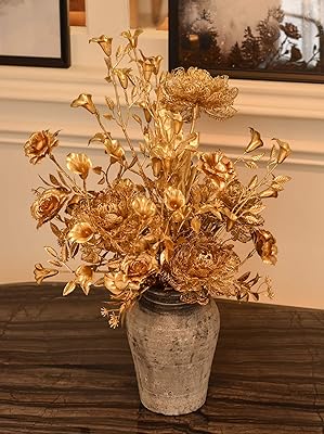 Yatai Artificial Leaves with golden glitter, flowers with clay vase, artificial b les in the form of wedding, Valentine's Day, Christmas party, garden, house, craftsmanship, center center.. Discover shopping made simple with DIAYTAR NIGERIA's comprehensive platform and nationwide delivery service.