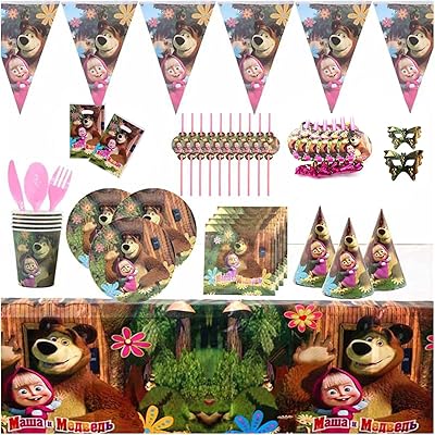 Saylonte 126 pieces set of disposable paper cups for birthdays with bear pattern, plate, towel, flag, hat, hat and straw.. Shop smarter, not harder with DIAYTAR NIGERIA - thousands of products at your fingertips with affordable delivery.