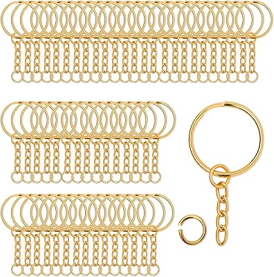 50pccs Metal splitting keychain with open chain and links, rings of cracked keychain 1 "in diameter for crafts, keys, necklaces, jewelry manufacturing (gold).. DIAYTAR NIGERIA: The marketplace that brings affordable products to every Nigerian home in under 8 days.