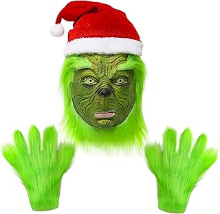 Sinsen 3 pcs Grinch mask and gloves hats off monster monster monster costume accessories full head cosplay helmet with santa hats wig for Christmas halloween adult feast green disguise.. Big savings, small wait times — shop now at DIAYTAR Nigeria.