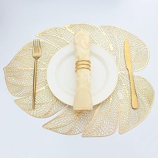 SAFDA Vinyl Patterons Gold Leaf For Dinner Table Set of 6 Partic Plastic Plastic Plastic Golden Table Carpets 6 Pieces For Wedding Dinner Table Decoration (17.7 x 13.8 inches/45 x 35 cm).. Experience retail therapy without the financial stress at DIAYTAR NIGERIA's affordable e-commerce platform.