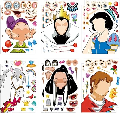 36 Pieces Make your own White-Neige toy stickers, princess birthday decorations for white-snowbage birthday party supplies.. Order today, receive in days — DIAYTAR Nigeria makes it possible.