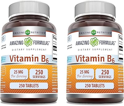 Amazing Vitamin B6 Pyridoxine formlas 25 mg Food supplement, 250 tablets | without GMO | gluten -free | Made in the United States (pack of 2).. DIAYTAR NIGERIA: Where every purchase is affordable and delivery is always within a week.