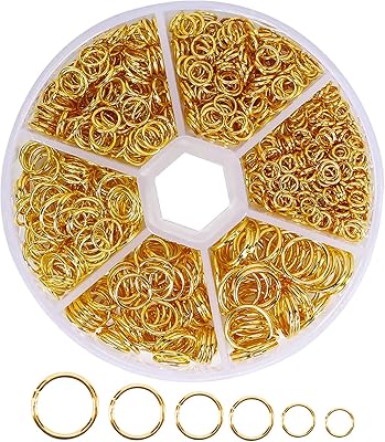 Set of 970 rings with open-shaped links in the shape of a metal, 6 different sizes, jewelry key holders for the manufacture of jewelry (4 mm, 5 mm, 6 mm, 7 mm, 8 mm, 10 mm).. DIAYTAR NIGERIA revolutionizes online shopping with competitive prices and reliable 5-8 day delivery.