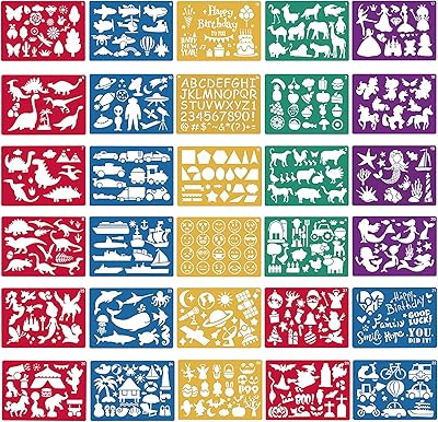 Set of 30 children's drawing stencils, plastic stencils for children drawing and painting, school artistic projects, stencils for magazines with more than 400 images.. Say goodbye to limited options and long shipping times. DIAYTAR Nigeria delivers variety, quality, and affordability straight to your door.