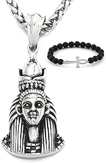 Gunner King Pharaoh Stainless steel necklace with pendant, chain, ancient Egyptian jewelry for men and women, metal, an.. Your digital shopping ally, DIAYTAR NIGERIA offers extensive selection with budget-friendly delivery.