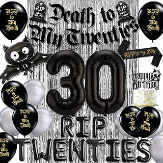 30th anniversary decorations for him, Death to my 20S decorations with black and white balloons, banner, birthday cake decorations and rip to my 20s belt.. DIAYTAR NIGERIA: Making online shopping accessible to all Nigerians with our affordable platform.