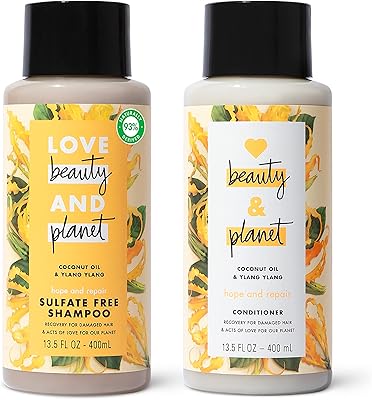 Love Beauty and Planet Hope & Repair Shampoo and Post-Shampoo for dry and damaged hair with coconut oil and Ylang Ylang without paraben, silicone-free, vegan 400 ml, 2 units.. DIAYTAR NIGERIA revolutionizes access to quality products with affordable prices and dependable shipping.