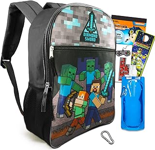 Minecraft backpack for children - School of school supplies with 16 -inch minecraft backpack with water bottle, suspension ring, minecraft poster, stickers and more (minecraft travel bag), Multi, Minecraft backpack.. Your ideal shopping partner, DIAYTAR NIGERIA offers extensive variety with reliable nationwide shipping.