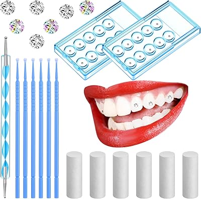 61 Pieces Set of DIY Precious Denial Stones DIY Dental jewelry Set in artificial crystal teeth Set of diamonds with diffuse sticks, forest pen and cotton sticks for teeth decoration.. DIAYTAR NIGERIA combines affordability with convenience, delivering your purchases within 5-8 days.