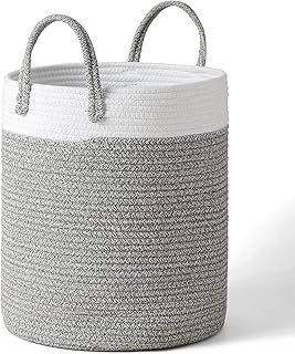 Tomface in woven rope basket, toy basket with handle, clothes basket, for living room, bedroom, bathroom, home storage container, 33 x 38 cm (white and gray).. DIAYTAR NIGERIA delivers more than products - we deliver affordable shopping satisfaction nationwide.