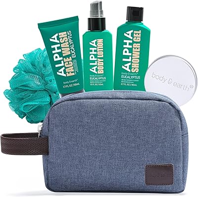 Bathroom gift box for men, 6 pieces for Father's Day, Eucalyptus including a shower gel, a face cleaner, a shampoo bar, a body lotion, a toiletry bag, Spa Bath For Men, Boyfriend, Papa's birthday Christmas gifts.. DIAYTAR NIGERIA: Where affordability meets variety in Nigeria's most comprehensive online marketplace.