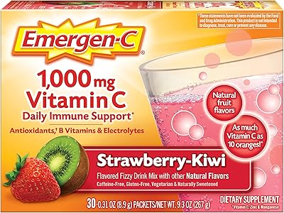 Drinking mixture for Emergen-C food supplement with 1,000 mg of vitamin C, Powder sachets of 0.31 Oz, without caffeine (strawberry and kiwi flavor, 30 units).. DIAYTAR Nigeria: Where affordability meets fast and reliable e-commerce service.