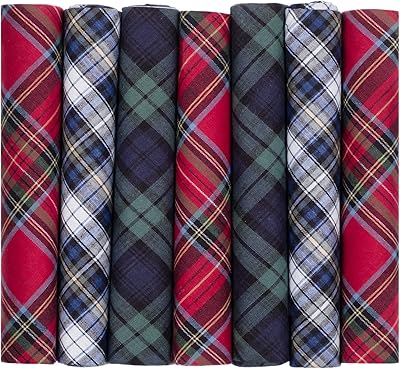 7 pieces of tartan cotton towels, multicolored, m.. DIAYTAR NIGERIA: Bringing the marketplace to every Nigerian with affordable prices and quick delivery.