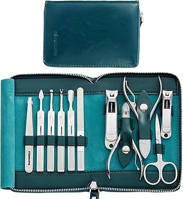 Manicure manicure kit manicure kit, professional nail swabs, 11 pieces, nail care kit, stainless steel pedicure kit with peacock blue leather travel case, nail kit, men's and women gifts.. Navigate through thousands of products at pocket-friendly prices with DIAYTAR NIGERIA's easy-to-use platform.