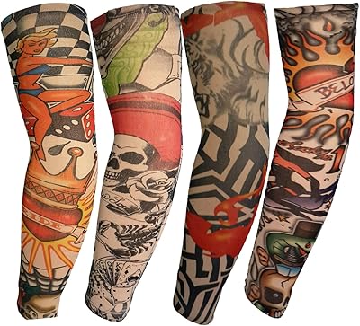 Set of 4 pieces of sun protection sleeves for temporary tattoo arms.. DIAYTAR NIGERIA: Your partner in affordable online shopping with reliable 5-8 day shipping nationwide.
