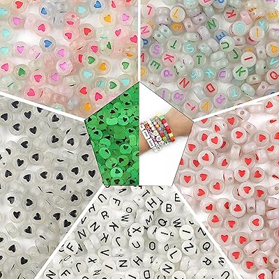 500 pieces of nalakal light alphabet pearls, flat acrylic pearls in the shape of a heart that shine in the dark, colorful digital pearls yourself for the manufacture of bracelets, necklaces and jewelry.. Shop with purpose at DIAYTAR NIGERIA and receive products at unbeatable prices within the week.