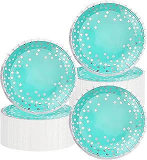 50 pieces of Bleu Fête Sarcelle and Silver Blue Plates Paper.. DIAYTAR NIGERIA brings affordable shopping to your fingertips with reliable delivery in less than 8 days.
