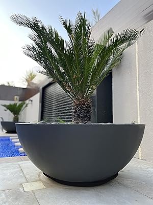 Outdoor pots in dark gray fiberglass for plants with drainage holes/planting of flower trees/tray included (size s).. Transform your shopping experience with DIAYTAR NIGERIA's vast product selection delivered at unbeatable prices.