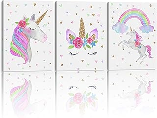 Something unicorn - Tent/framed wall canvas and ready to hang. super cute watercolor unicorn prints for the decoration of girls' room or children's bedrooms. Lot of 3. 12 x 16 inches - glitter gold.. DIAYTAR NIGERIA combines affordability, variety, and convenience with nationwide delivery services.