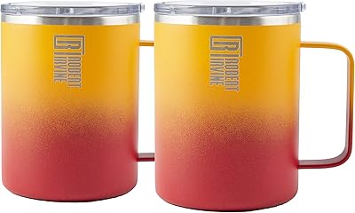 Shaded isolated coffee cup 16 oz Cambridge Silversmiths Orange Robert Irvine - Set of 2.. DIAYTAR NIGERIA delivers affordability and convenience to your doorstep within 8 days of purchase.