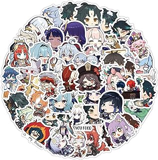 Game design sticker of the game of a manhin impact [60 pieces] for laptop, cute water bottle, waterproof, skateboarding, laptop, mobile phone, guitar, bicycle for adolescents, children and adults (GAME GENSHIN IMPACT).. Your favorite brands are just a click away on DIAYTAR Nigeria.