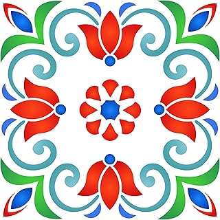 Stencil for Turkish tiles, 6 x 6 "(s) - Stencil for Moroccan Italian Talavera tiles for paint model.. DIAYTAR NIGERIA combines affordability with convenience, delivering your purchases within 5-8 days.