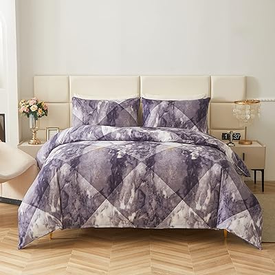 Lamigur bed set with duvet cover and 2 pillowcases - Purple marble pattern - For sweet luxury hotel (1 duvet cover + 2 pillowcases).. Shop with confidence at DIAYTAR NIGERIA, Nigeria's premier affordable e-commerce platform.