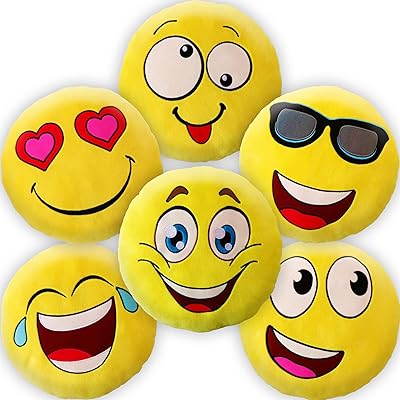 Artcreativity Assortment of round Emoji round pillows - Package of 6 - Smalling facial pillows yellow, plush emoji decorations, cute living room decoration, birthday gifts for children and adults.. Your everyday shopping destination, DIAYTAR NIGERIA offers quality and value delivered within days.
