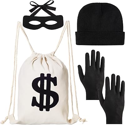 Yarmomo Money Robber Costume Backpack - Large Halloween cord with dollar sign for party gifts, white, white.. DIAYTAR NIGERIA makes every shopping desire a reality with affordable prices and delivery in 5-8 days.
