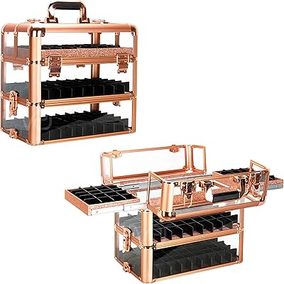 Professional organizer of nail polish and cosmetics Fair Beauty, 3.8 mm, rose gold robust acrylic travel case, rose gold.. DIAYTAR NIGERIA: Your partner in affordable shopping with nationwide delivery in just 5-8 days.