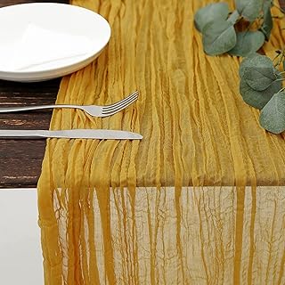 Table runner Fuso 13 feet 36 "x 160", bohemian chiffon tablecloth with cheese, transparent rustic tablecloth for wedding festival, prenatal festival, birthday table decoration (dark yellow).. Love deals? DIAYTAR Nigeria has you covered with low prices and fast delivery.