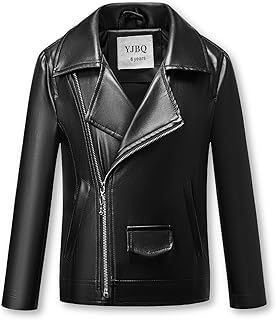 Leather jacket for girls, outdoor outdoor clothing for children, soft PU clothes, zipper coats with children's pockets from 5 to 13 years old.. Shop smarter, not harder with DIAYTAR NIGERIA - thousands of products at your fingertips with affordable delivery.