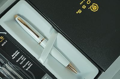 A.T. Cross Pearlescent White Medalist and Rose Gold 23 carats and Appointment Pen Medium Signature ball pen and 23 Bonus gift pens for anyone and any occasion.. DIAYTAR NIGERIA brings online shopping to every Nigerian with affordable prices and reliable shipping.