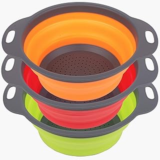 Large foldable Popco foldable colanders, set of 3 large (4 pieces) not bulky silicone colanders - perfect for draining pasta, vegetables, meat and fruits (naked ").. DIAYTAR NIGERIA: Where affordability meets variety in Nigeria's most comprehensive online marketplace.