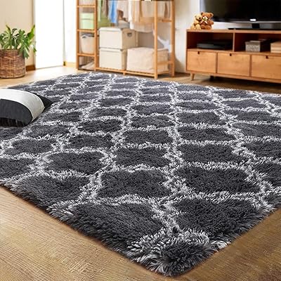 Thminins soft carpet, 160 × 200 cm, modern interior carpet in long hair toilet, children's bedroom, children's bedroom, interior decoration, durable rectangular stuffing carpets, gray (gray trellis, 200 x 160 cm) ..... DIAYTAR NIGERIA: Where affordable shopping meets reliable nationwide delivery in less than a week.