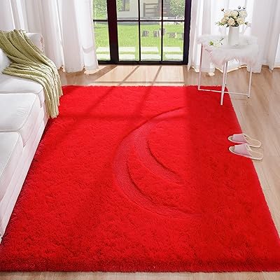Benron red soft carpet, bedroom for bedroom and living room, solid floor carpet for girl bedroom, size 4 x 6 feet, red color.. DIAYTAR NIGERIA connects you with thousands of products at competitive prices, delivered within a week.