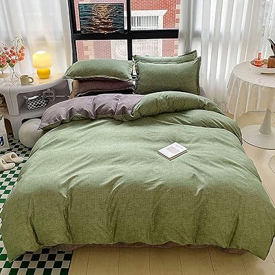 King size bed set of 4 rooms, simple and elegant, in high quality cotton of Jieq (green + gray).. DIAYTAR NIGERIA: Your gateway to affordable products delivered reliably across Nigeria.