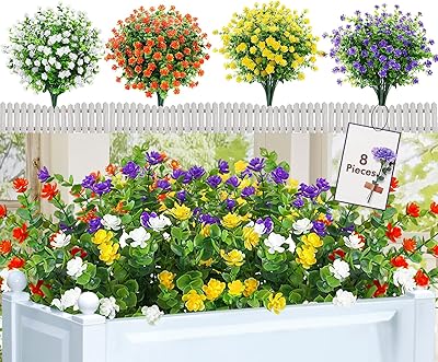 Kaiyaner 8 pieces/4 colors Artificial flowers outdoors, bouquets of artificial flowers with UV rays, decorative artificial plants for interior and exterior, for party, garden decoration.. DIAYTAR NIGERIA brings the marketplace home to you with affordable prices and delivery in 5-8 days.