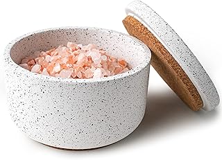 Southwind home salt bowl with cover, terrazzo and cork, 250 ml, white, gift box included... DIAYTAR NIGERIA makes every shopping desire a reality with affordable prices and delivery in 5-8 days.