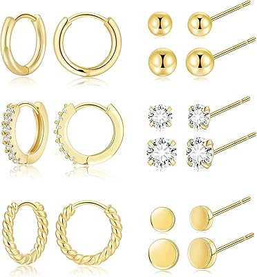 9 pairs of golden golden earrings for women, set of Creole earrings and 14 -carat gold plated nails, hypoallergenic, Small CZ ball loops, Cartilage earrings for multiple lots.. Nigeria's most loved e-commerce platform delivers affordable shopping solutions to your doorstep.