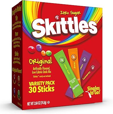Varied Single To Go Skittle Pack, mixture for powdered drink, sugar -free, calories, includes 4 flavors: green apple, strawberry, grapes, orange, 1 box (30 individual portions).. Everyday deals, every category — only on DIAYTAR Nigeria.