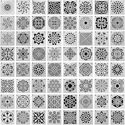 64 pieces (90 mm x 90 mm) Mandala Daquan paint stencils for artistic painting, wall painting, book, fabric, DIY, reusable.. Your shopping journey simplified with DIAYTAR NIGERIA's vast selection and budget-friendly shipping.