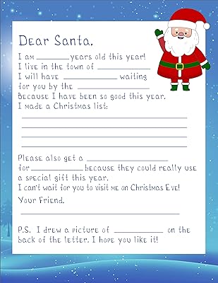 Big letters to Santa Claus of children - Set of 30 sheets - List of wishes - Set for classroom or group (Blue).. For everyday items and more, trust DIAYTAR Nigeria.